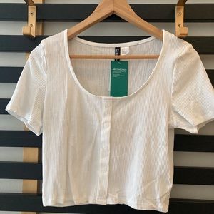 White t-shirt with buttons